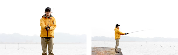 4)ラインを離すタイミング=ルアーをキャスト。目安は耳付近をロッドが通過したとき